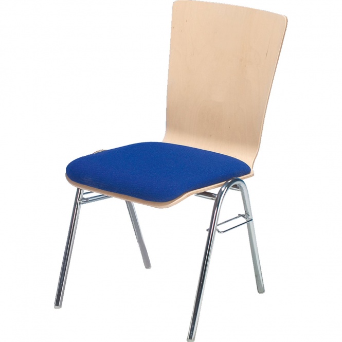 Holz-Schalenstuhl, Gestell 4-Fuß, Chrom, mit Sitzpolster, 